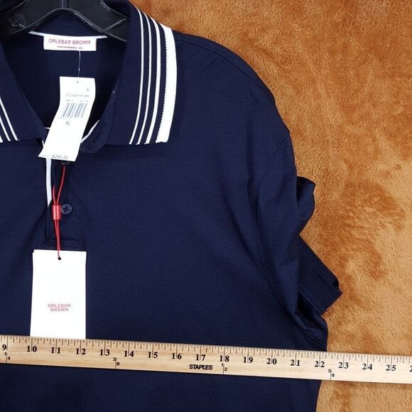 ORLEBAR BROWN Polo Shirt Mens XL Blue Cotton DOMINIC BORDER STRIPE $295 - Picture 7 of 9